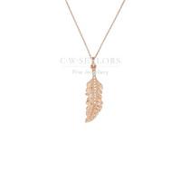 sylva necklace feather zirconia rose gold plated