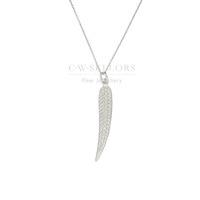 Sylva Necklace Feather Long Zirconia Silver Rhodium Plated