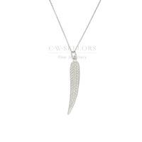 sylva necklace feather long zirconia silver rhodium plated