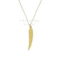 Sylva Necklace Feather Long Zirconia Yellow Gold Plated