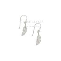 sylva earrings feather drop zirconia silver rhodium plated