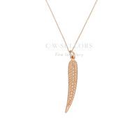 Sylva Necklace Feather Long Zirconia Rose Gold Plated