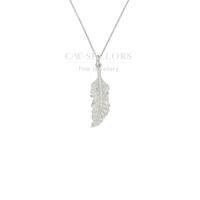 Sylva Necklace Feather Zirconia Silver Rhodium Plated