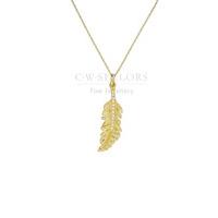 Sylva Necklace Feather Zirconia Yellow Gold Plated