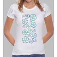 t-shirt over blue flowers