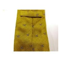 T M Lewin Gold Tie with Blue Bird Pattern