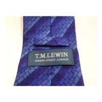 T M Lewin Silk Tie Blue Geometric Design