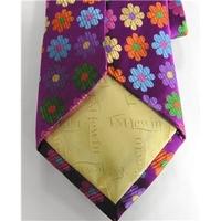 T M Lewin Magenta Floral Metallic Silk Tie