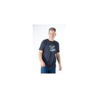 T-Shirt with Round Neck and Overprint, navy blue, various sizes