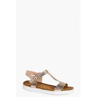 T Bar Cleated Sandal - rose gold