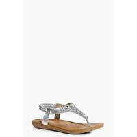 T Bar Embellished Sandal - silver