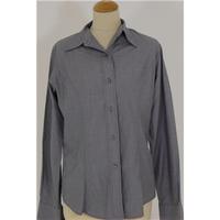 t m lewin size 12 metallic grey long sleeved blouse 