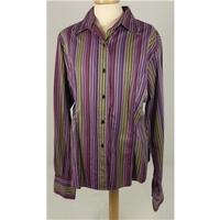 T M Lewin Size 18 Purple Mauve Yellow Pink and Black Striped Shirt - Multi-coloured - Long sleeved shirt