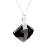 T H Baker Silver Faceted Black Sqaure CZ Pendant PZ-443-N-1066-45