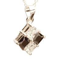 t h baker silver black and clear cz square pendant pz 426 n 1066 45