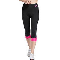 TASDAN Cycling 3/4 Tights Women\'s Bike 3/4 Tights Shorts Padded Shorts/ChamoisBreathable Quick Dry 3D Pad Reflective Trim/Fluorescence
