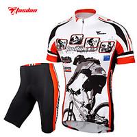 TASDAN Cycling Jersey with Shorts Men\'s Short Sleeve Bike Shorts JerseyQuick Dry Breathable 3D Pad Reflective Strips Back Pocket