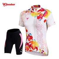 TASDAN Cycling Jersey with Shorts Women\'s Short Sleeve Bike Shorts Jersey Padded Shorts/Chamois Sleeves TopsQuick Dry Breathable 3D Pad