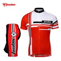 TASDAN Cycling Jersey with Shorts Men\'s Short Sleeve Bike Shorts JerseyQuick Dry Breathable 3D Pad Reflective Strips Back Pocket