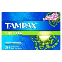 tampax super tampons with applicator x 20