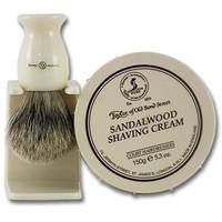 Taylors Sandalwood Shaving Cream 150g Tub and Super Badger Hair Shaving Brush Set