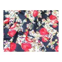 Tapestry Floral Jardin Stretch Cotton Sateen Dress Fabric Navy Blue