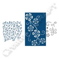 Tattered Lace Delicate Detail Floral Die and Stamp with Free Cherished Alphabet Die 402852