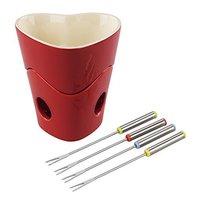 Tala Originals Heart Fondue With 4 Stainless Steel Forks, Red