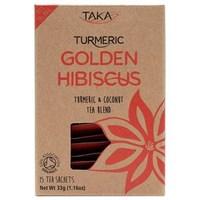 Taka Turmeric Golden Hibiscus Turmeric &amp; Coconut Tea Blend 15 Tea Sachets