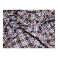 Tartan Check Polycotton Dress Fabric Pink & Blue