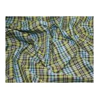 Tartan Check Polycotton Dress Fabric Black, Lime & Blue