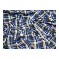 Tartan Check Polycotton Dress Fabric Grey & Blue