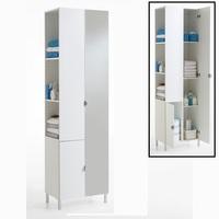 Tarragona 2 Tall Bathroom Cabinet In White With Mirrored Door