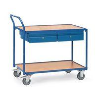 TABLE TOP CART, 1000 x 600MM WITH 2 SHELVES & 2 DRAWERS & ANGLED HANDLES