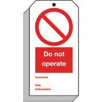 TAG DO NOT OPERATE 80 X 150 RIGID PLASTIC