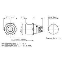 Tamper-proof pushbutton 24 Vdc 0.05 A 1 x Off/(On) Bulgin MPI001/TERM/GN IP66 momentary 1 pc(s)