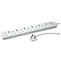 tacima 6 way switched surge protector 2m lead uk plug