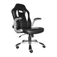 Talladega Black Faux Leather Racing Chair Black and White