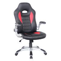 Talladega Black Faux Leather Racing Chair Black and Red