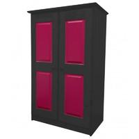 tall boy childrens 2 door graphite wardrobe with fuschia details