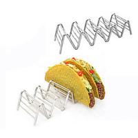 Taco Holders Mexican Food for 4-5pcs Stainless Steel Rack Stand Hard Soft Shells Strong Wavy Rack Bread Sandwich Holding