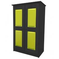 tall boy childrens 2 door graphite wardrobe with lime details