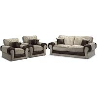 Tangent 3 Seater and 2 Armchairs Suite Jumbo Cord Mink And Rhino Brown