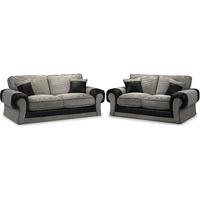 Tangent 3 and 2 Seater Suite Jumbo Cord Slate And Rhino Black