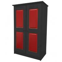 tall boy childrens 2 door graphite wardrobe with red details