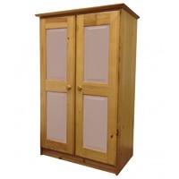 Tall Boy Childrens 2 Door Antique Wardrobe with Pink details