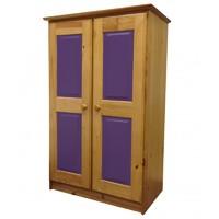 Tall Boy Childrens 2 Door Antique Wardrobe with Lilac details