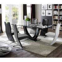 tavolo gloss black pedestal dining and 8 image dining chairs