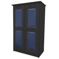 Tall Boy Childrens 2 Door Graphite Wardrobe with Blue details