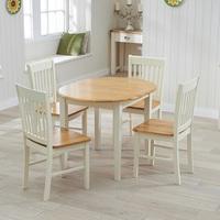 Tango Extendable Dining Set In Cream And Oak With 4 Chairs